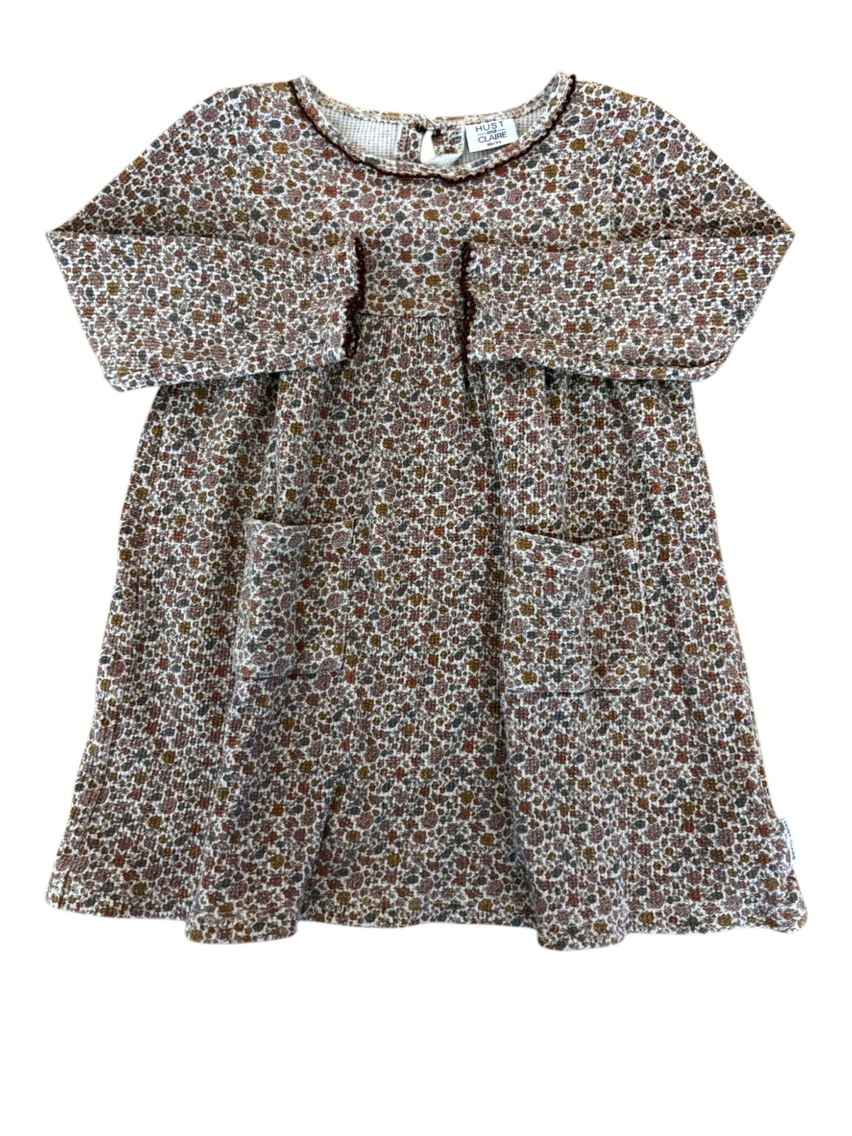 Hust & Claire Girl Rust Ditsy Floral Waffle Knit Dress, 3Y / 98 - second hand baby clothing