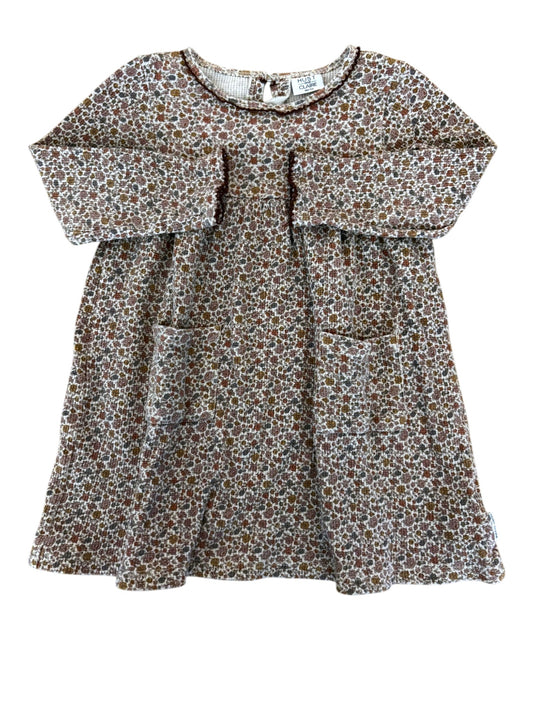 Hust & Claire Girl Rust Ditsy Floral Waffle Knit Dress, 3Y / 98 - second hand baby clothing