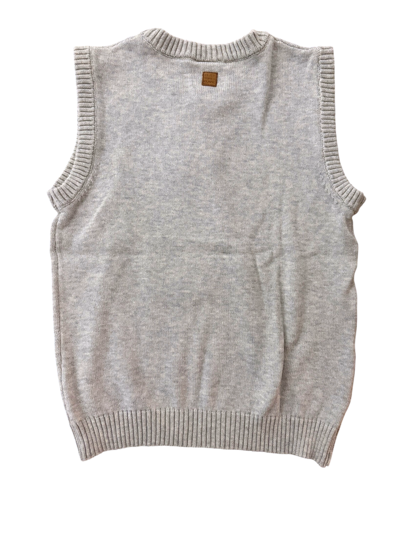 Hust and Claire Unisex Grey Reindeer Organic Cotton Knitted Vest, 5Y, 8Y