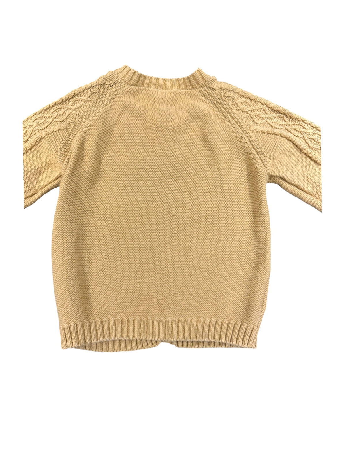 Hust & Claire Girl Mustard Floral Embroidered Cable Knit Cardigan, 3Y / 98 - second hand baby clothing