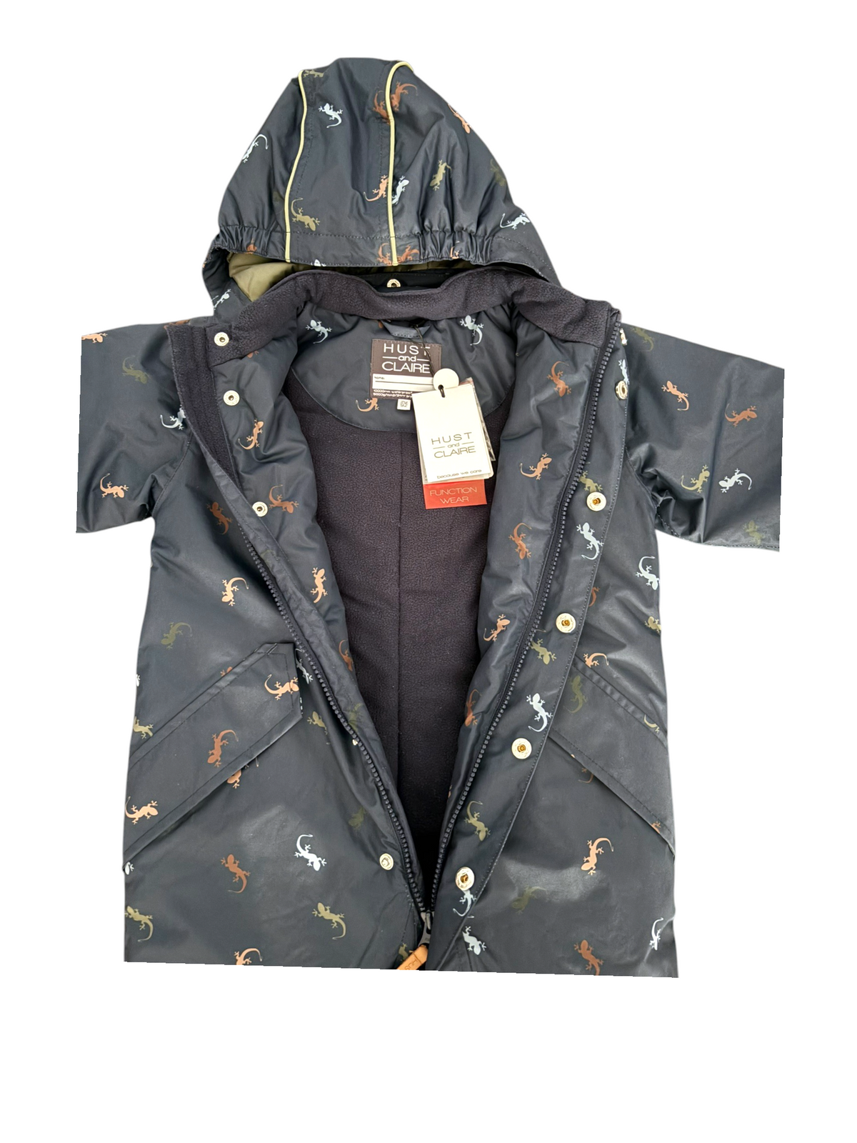 Hust and Claire Boy Navy Lizard Print Snowsuit, 2Y