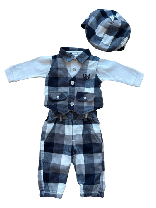 I Do by Miniconf Navy Check 4-Piece Set (3-6M / 62-68)
