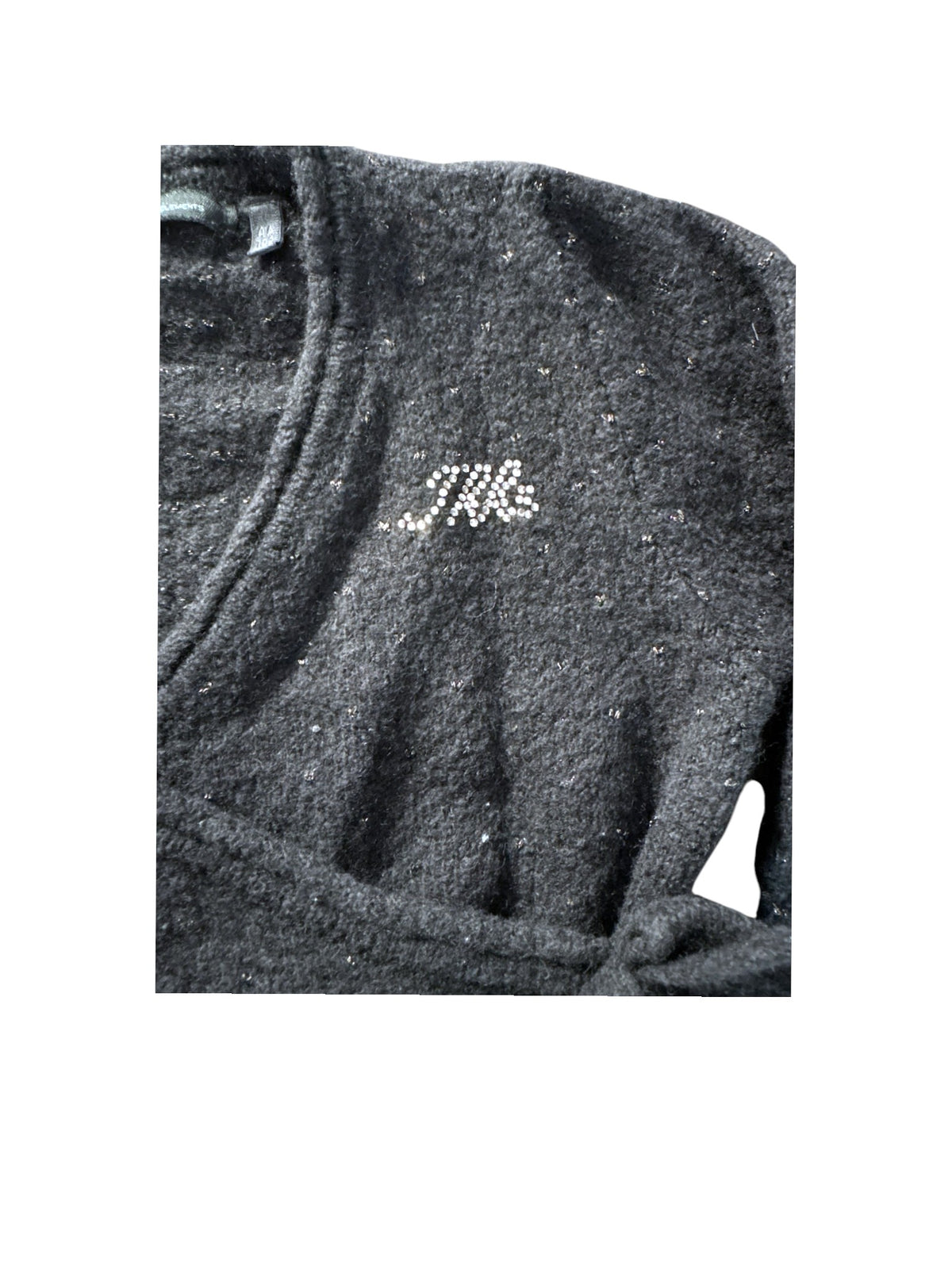 IKKS Girl Black Glitter Knit Wrap Cardigan, 4Y / 104 - second hand baby clothing