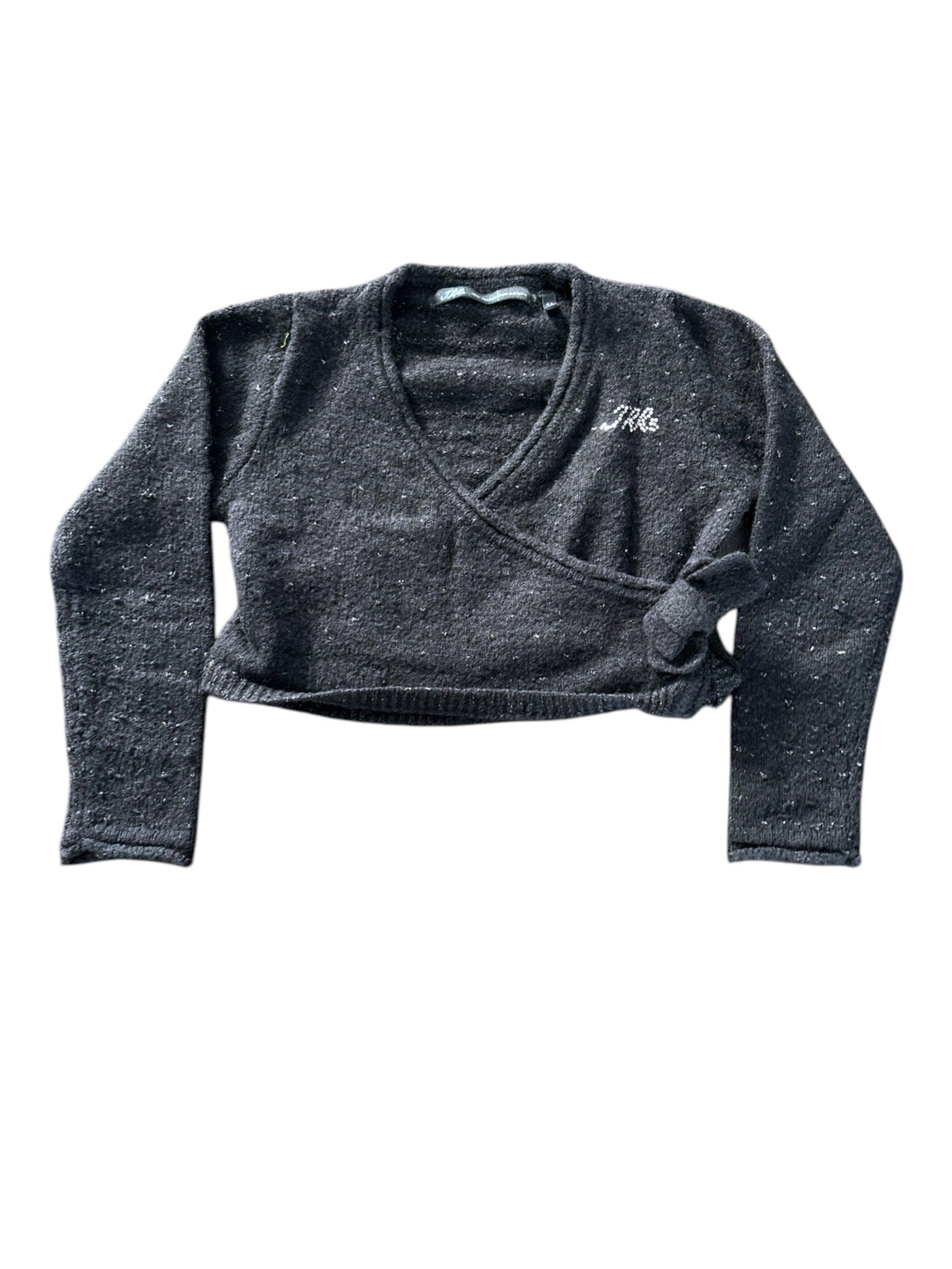 IKKS Girl Black Glitter Knit Wrap Cardigan, 4Y / 104 - second hand baby clothing