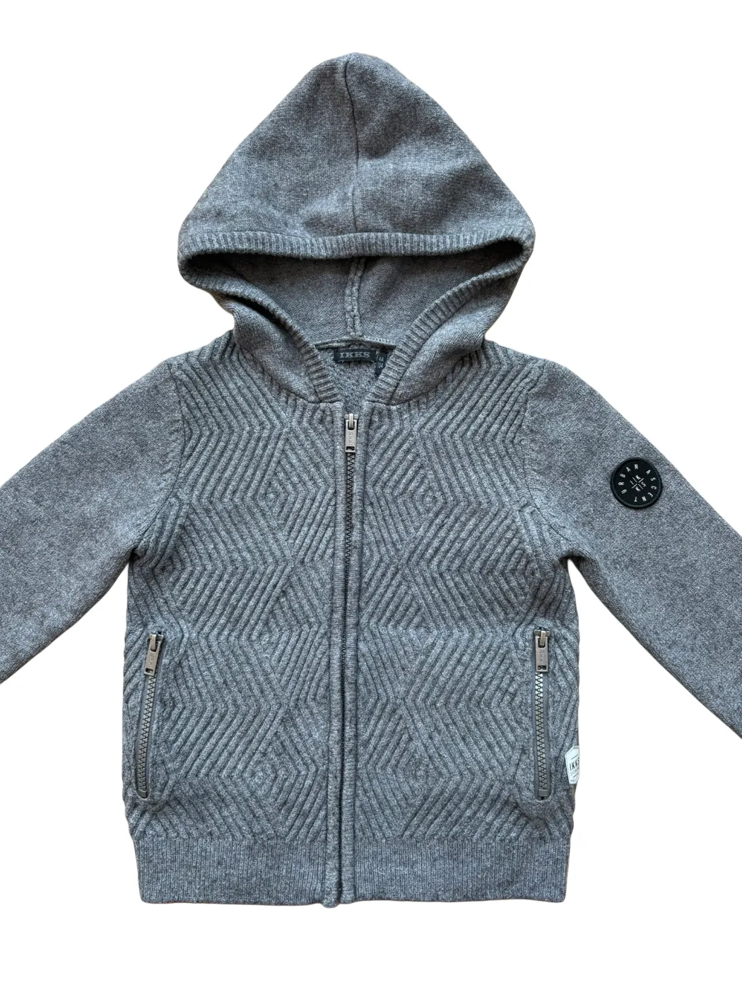 IKKS Grey Textured Hooded Cardigan (4Y/104)