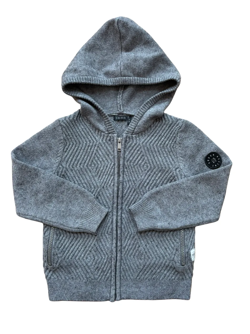 IKKS Grey Textured Hooded Cardigan (4Y/104)