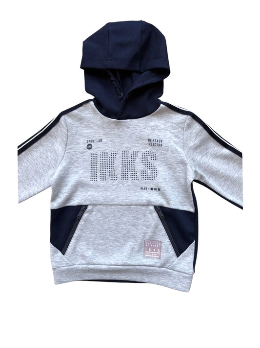IKKS Garçon Sweat à Capuche Coton Sport Gris & Marine, 4A / 104