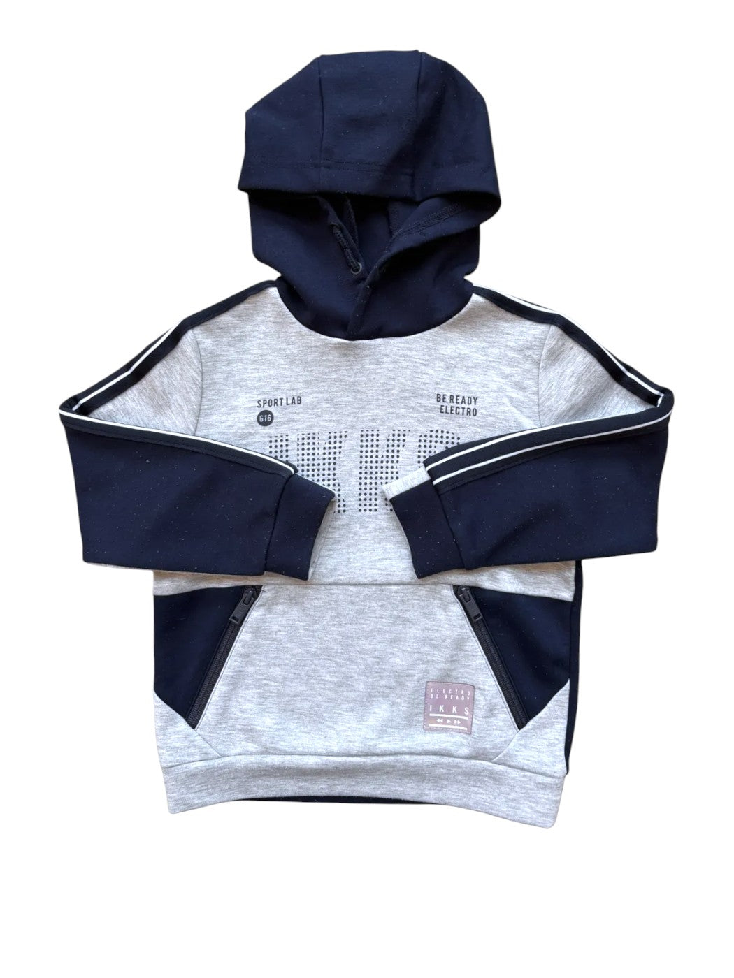 IKKS Garçon Sweat à Capuche Coton Sport Gris & Marine, 4A / 104