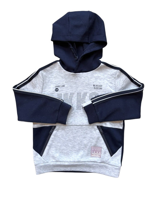 IKKS Garçon Sweat à Capuche Coton Sport Gris & Marine, 4A / 104
