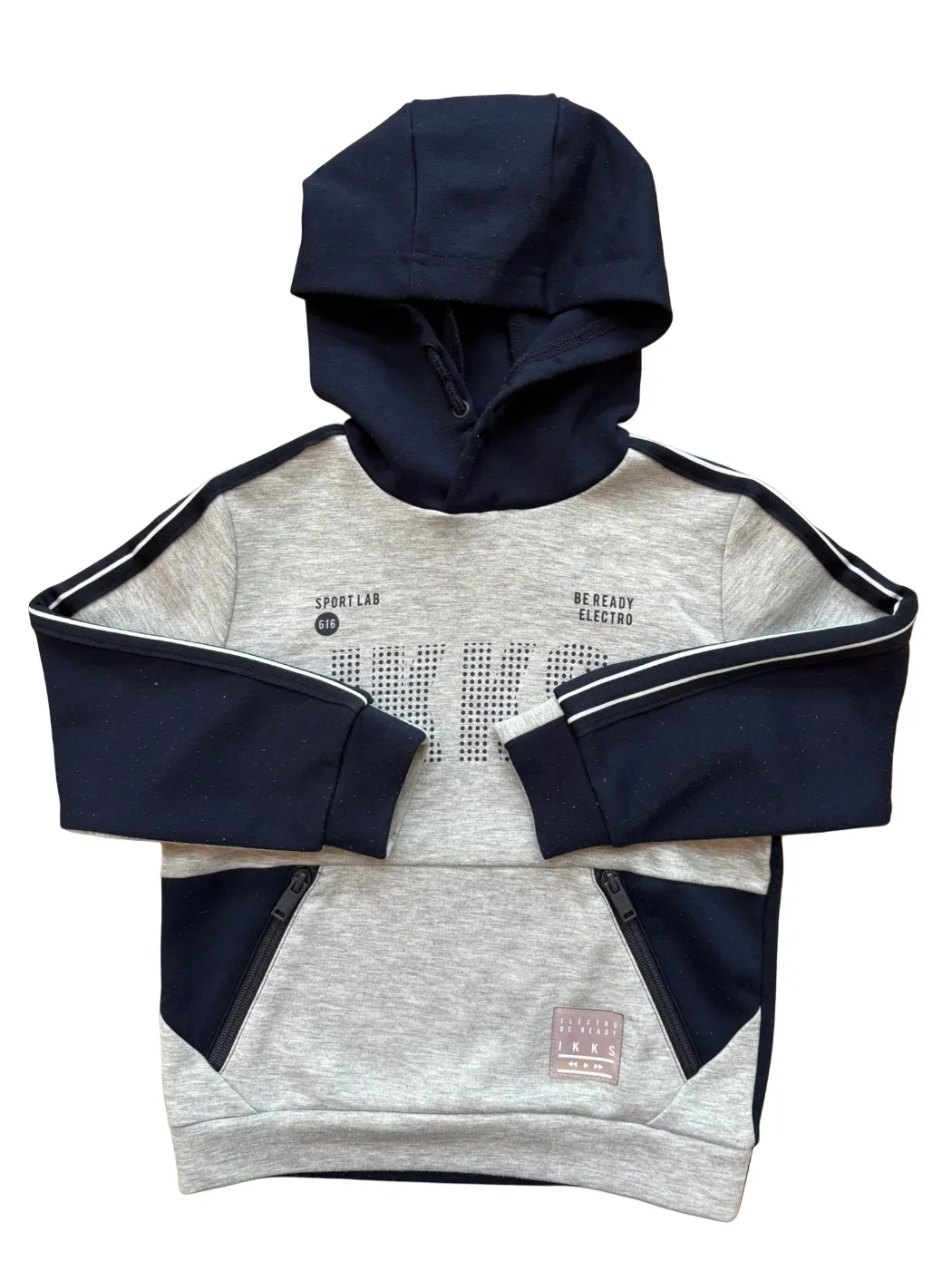 IKKS Grey Navy Sport Lab Hoodie (4Y/104)