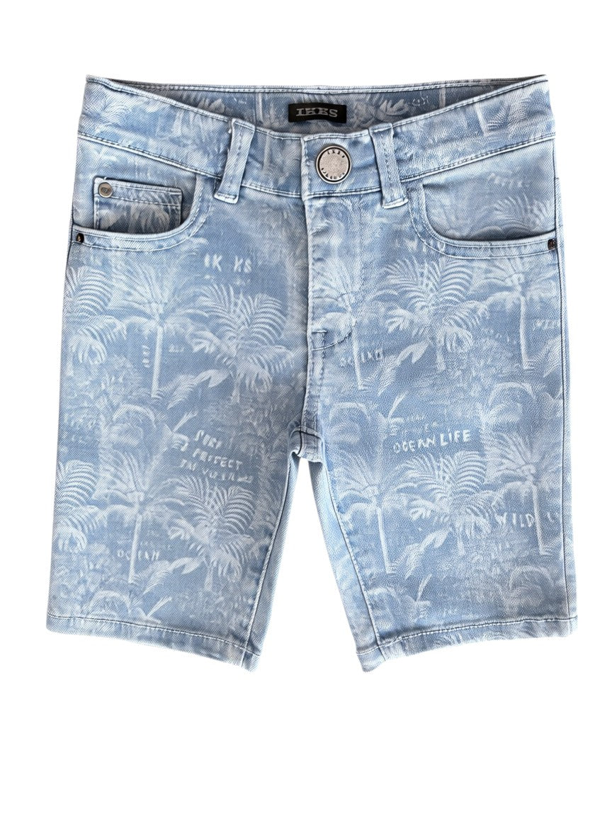 IKKS Light Blue Palm Denim Shorts (4Y / 104)