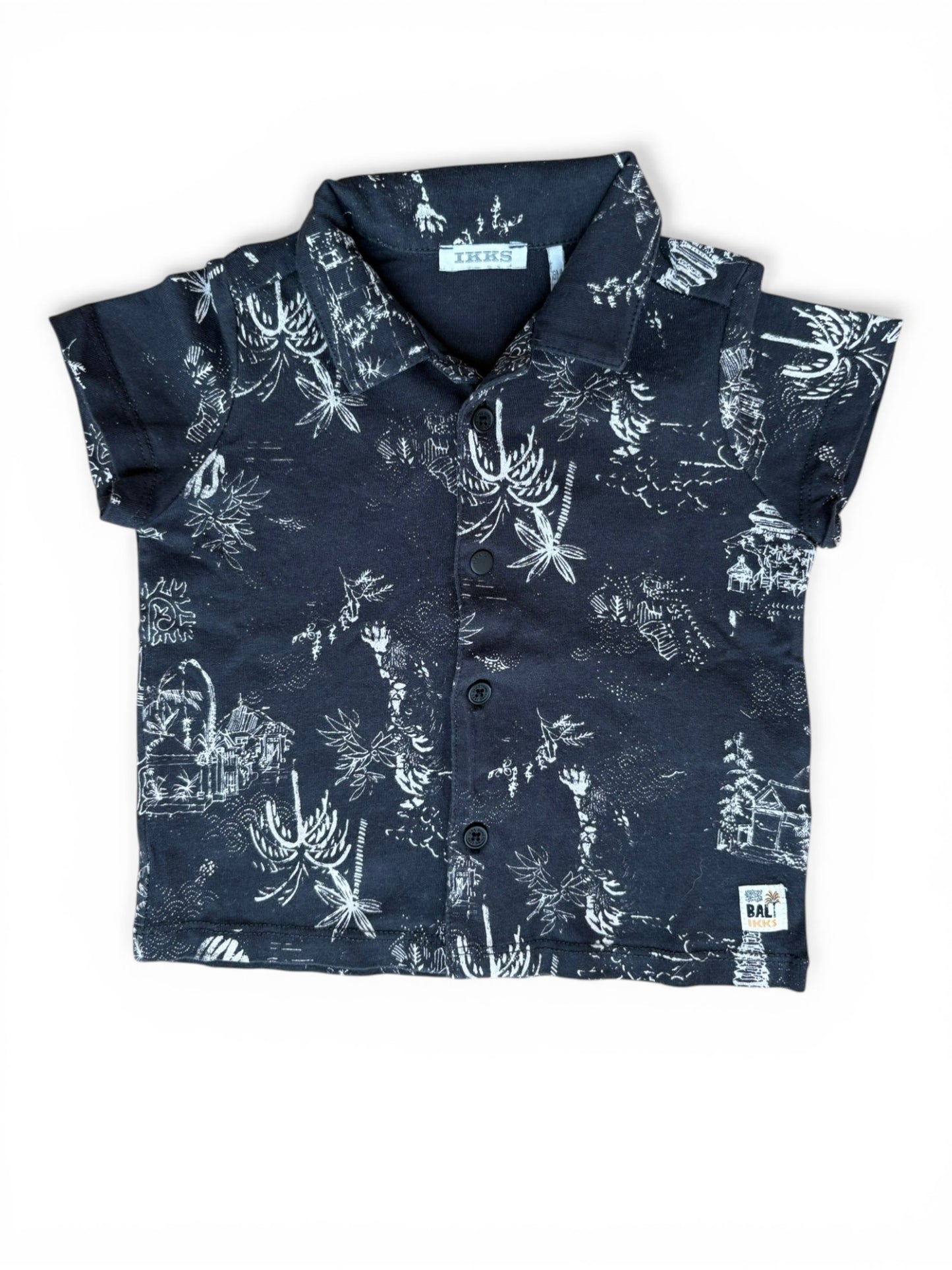 IKKS Navy Palm Print Shirt (6M)