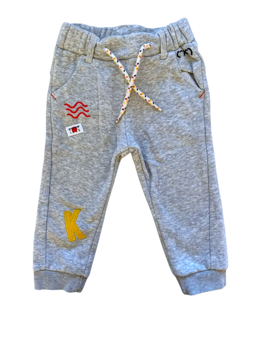 IKKS Grey Embroidered Sweatpants size 12M - second hand baby clothing