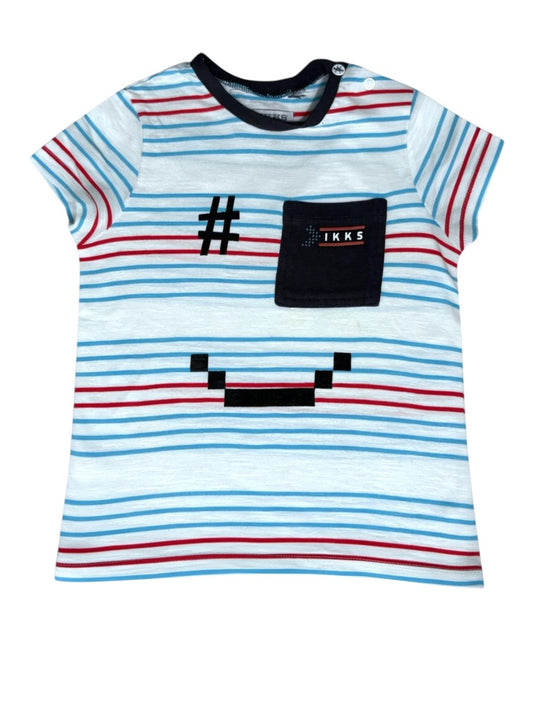 IKKS Blue & Red Striped T-Shirt size 2Y - second hand baby clothing