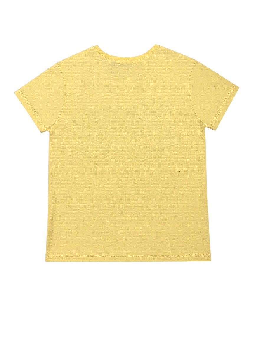 IKKS Girl Yellow Sequin Flag Cotton T-Shirt, 6Y - second hand baby clothing