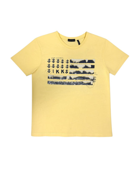 IKKS Girl Yellow Sequin Flag Cotton T-Shirt, 6Y - second hand baby clothing