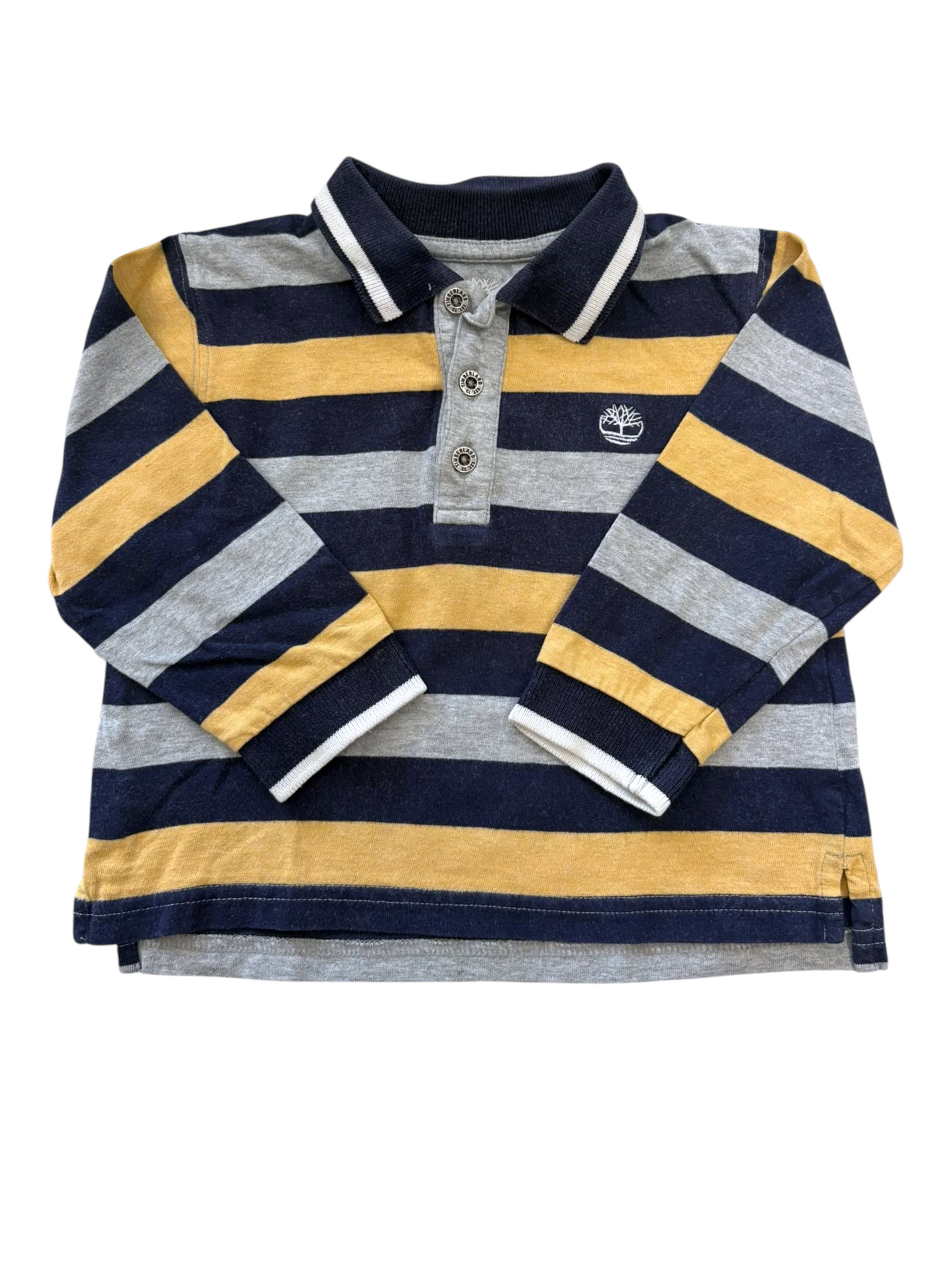 Timberland Boy Yellow, Grey & Navy Stripe Rugby Polo, 2Y / 86