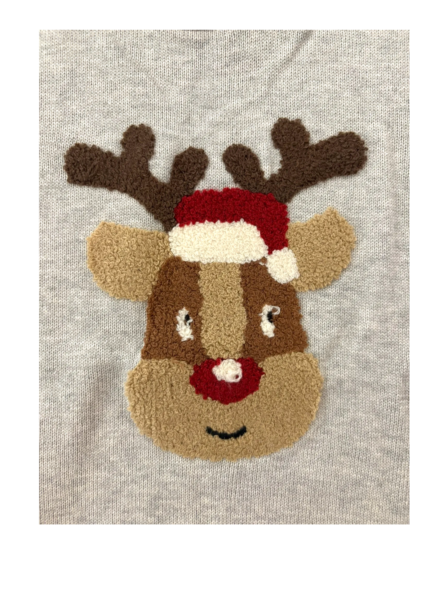 Hust and Claire Unisex Grey Reindeer Organic Cotton Knitted Vest, 5Y, 8Y