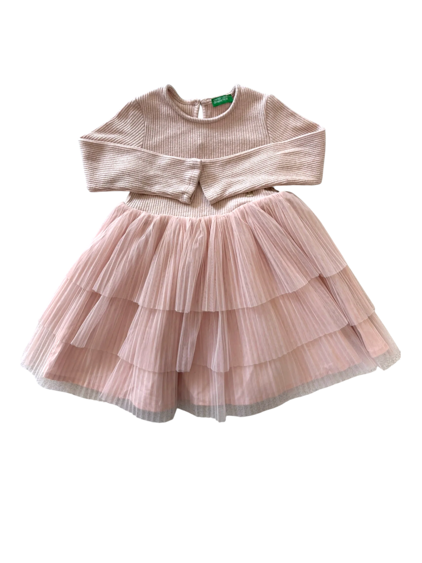United Colors of Benetton Girl Light Pink Tiered Tulle Dress, 2-3Y / 98 - second hand baby clothing