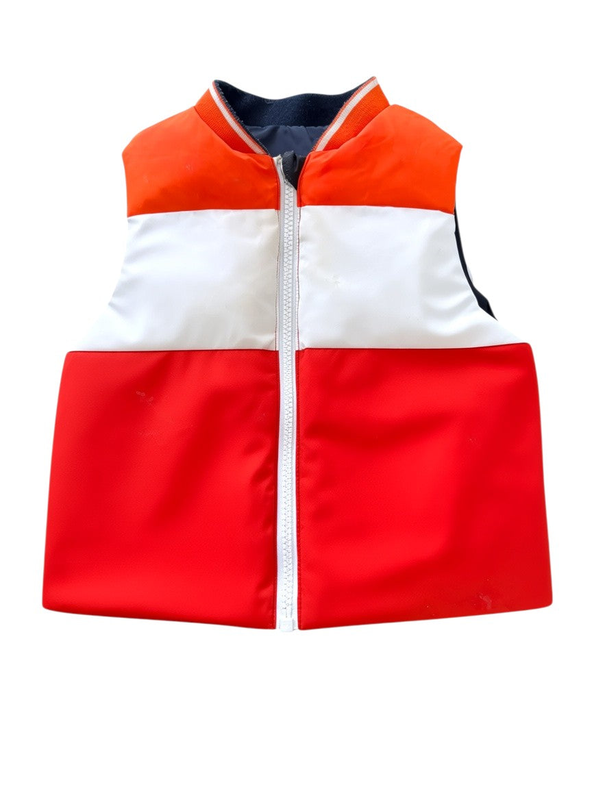 Jacadi Red White & Navy Reversible Gilet size 36M / 96 - second hand baby clothing