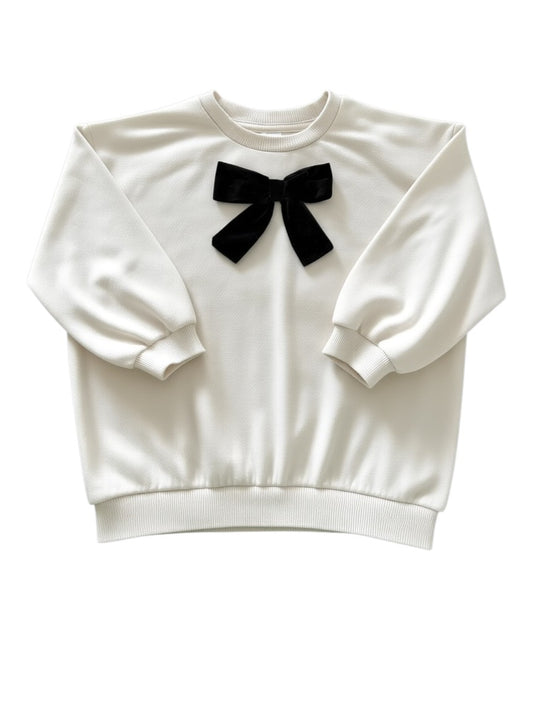 H&M Cream Velvet Bow Sweatshirt size 2-3Y / 98 - second hand baby clothing