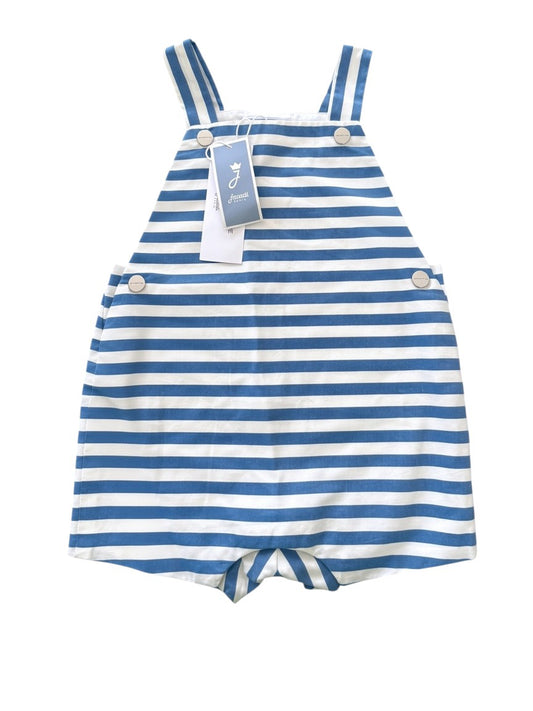 Jacadi Blue & White Striped Overall Romper size 6M - second hand baby clothing
