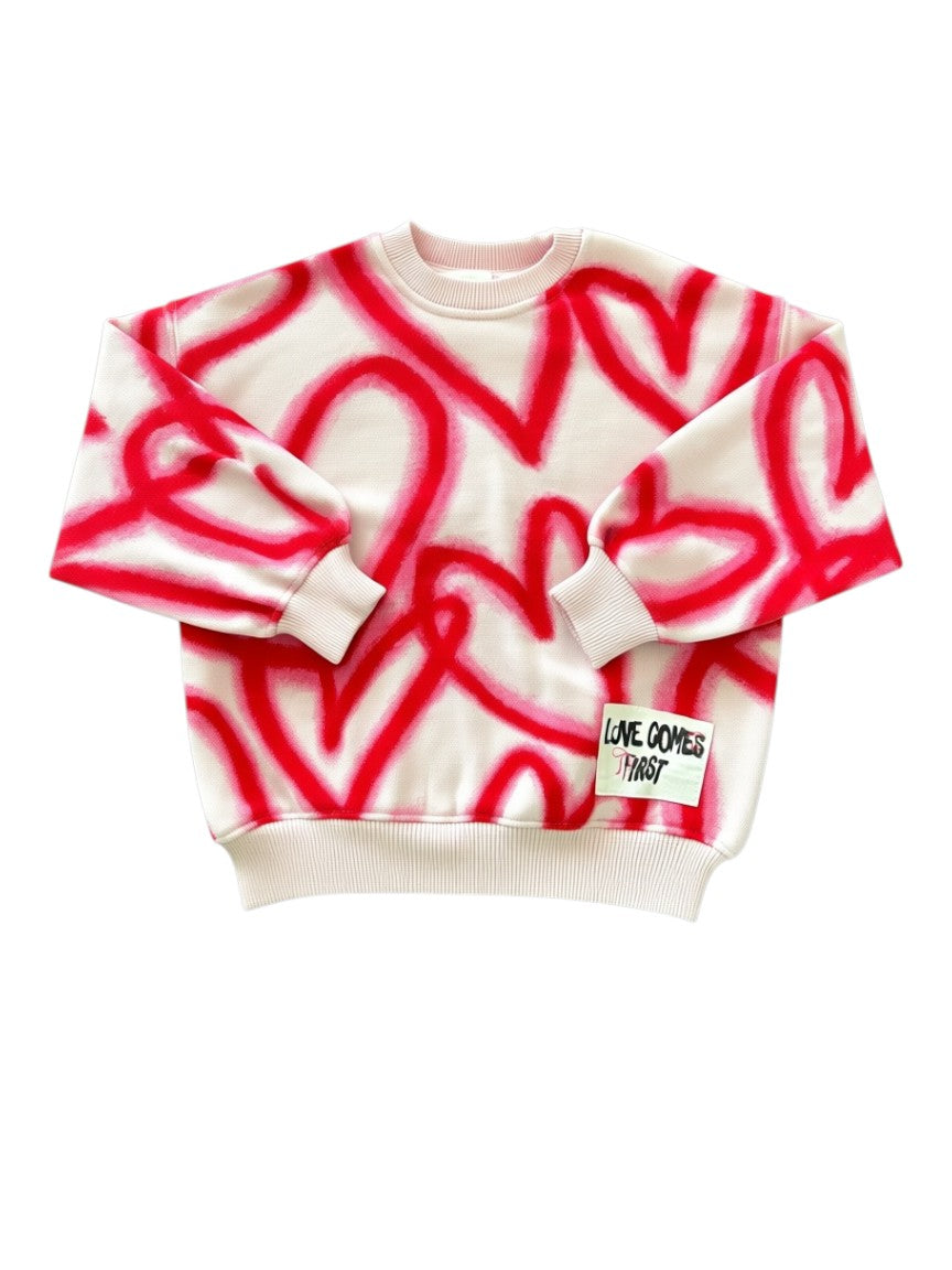 Zara Pink Heart Print Sweatshirt size 3Y / 98 - second hand baby clothing