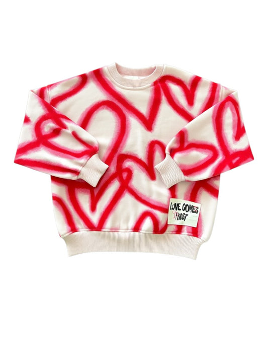Zara Pink Heart Print Sweatshirt size 3Y / 98 - second hand baby clothing