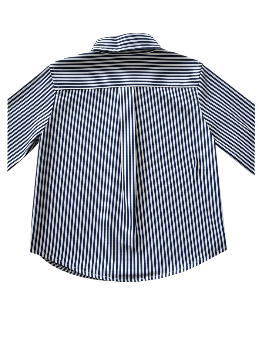 Ralph Lauren Boy Navy & White Striped Shirt, 12M - second hand baby clothing