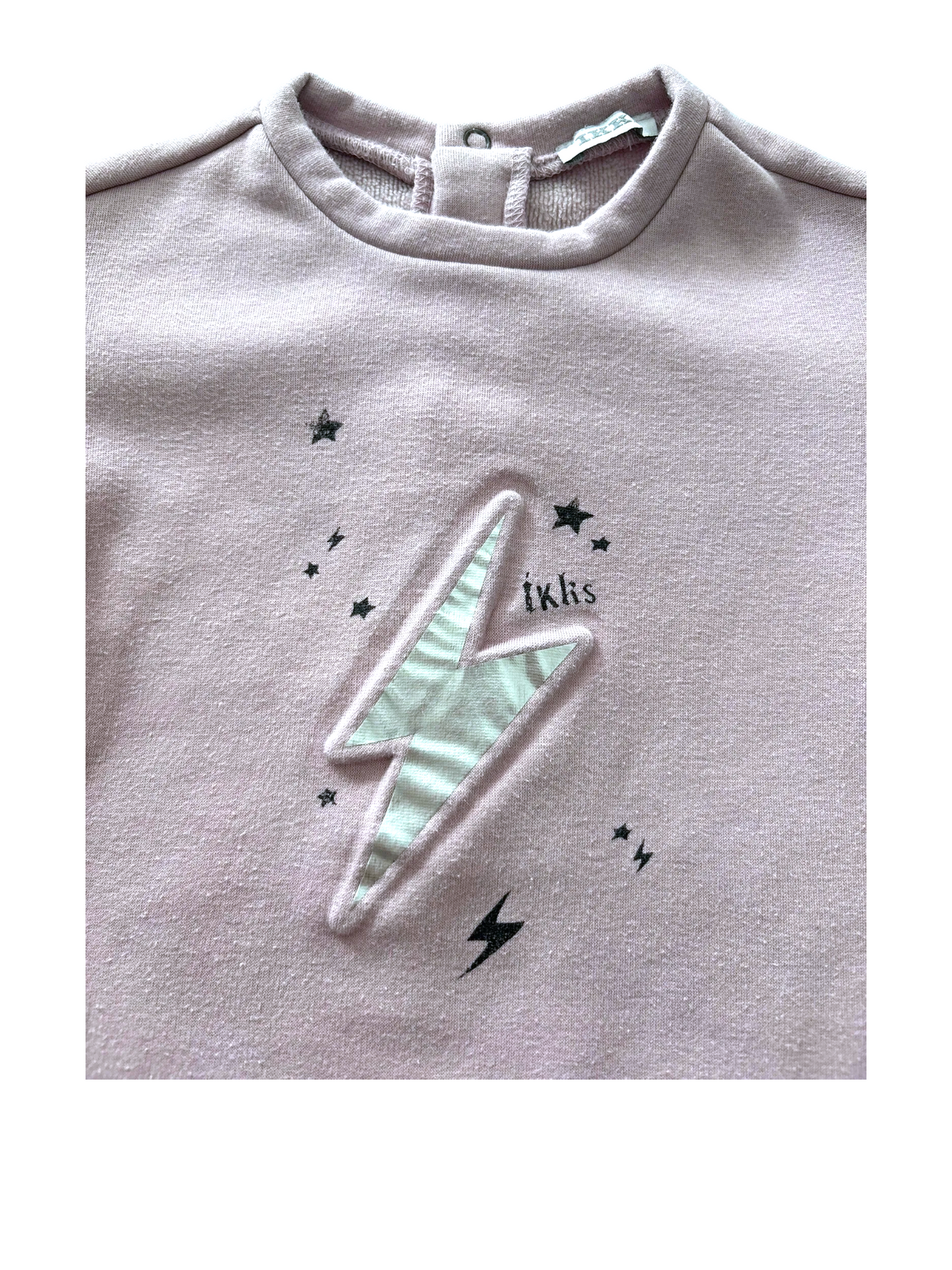 IKKS Girl Pink Lightning Bolt Velour Sweatshirt Dress, 18M - second hand baby clothing