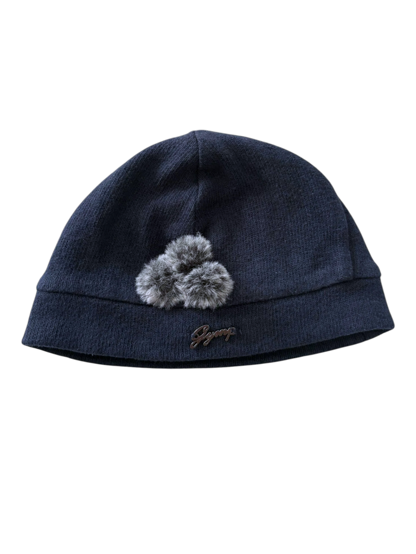 Gymp Girl Navy Pom Pom Knit Bonnet & Scarf Set, 46cm - second hand baby clothing