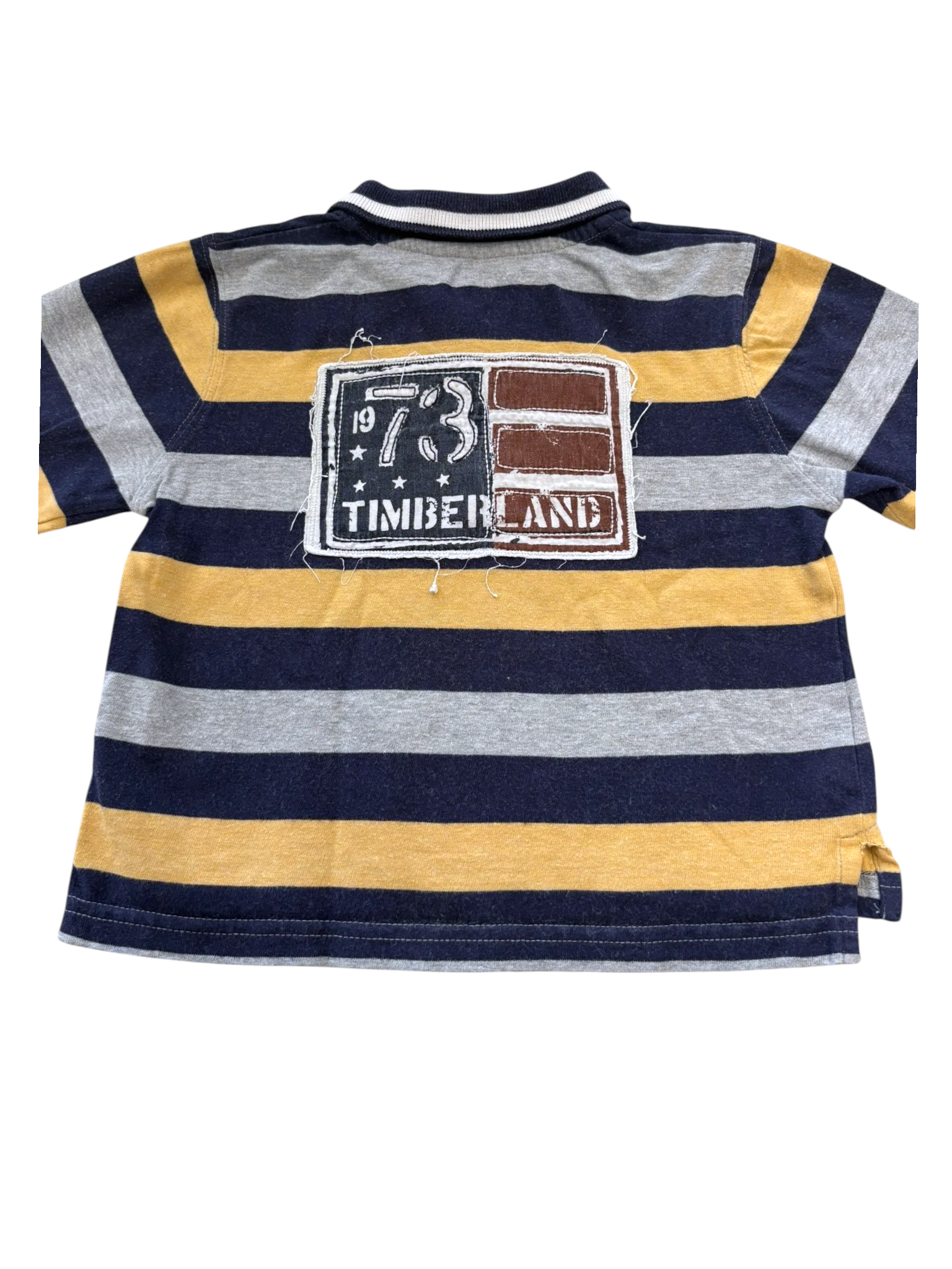 Timberland Boy Yellow, Grey & Navy Stripe Rugby Polo, 2Y / 86