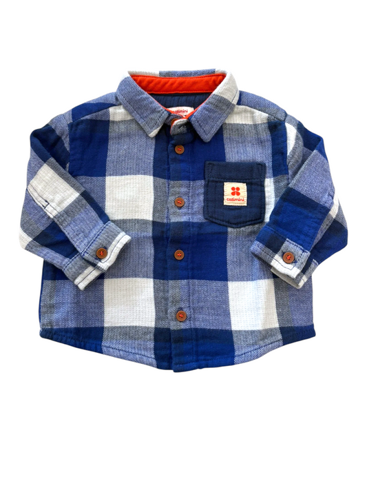 Catimini Boy Blue Check Flannel Shirt, 6M / 68