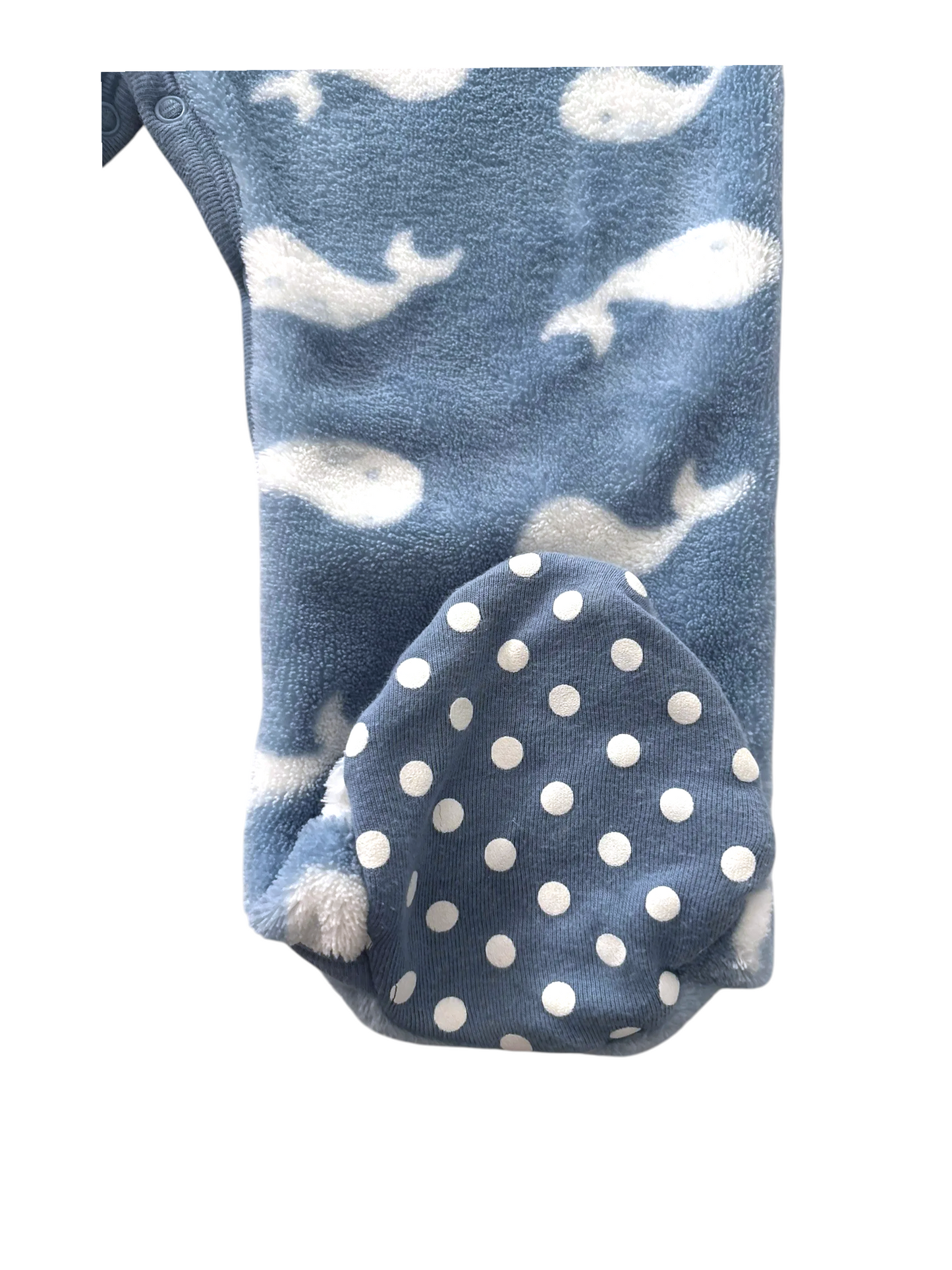 Petit Bateau Boy Blue Whale Fleece Footed Pyjama, 18M / 81