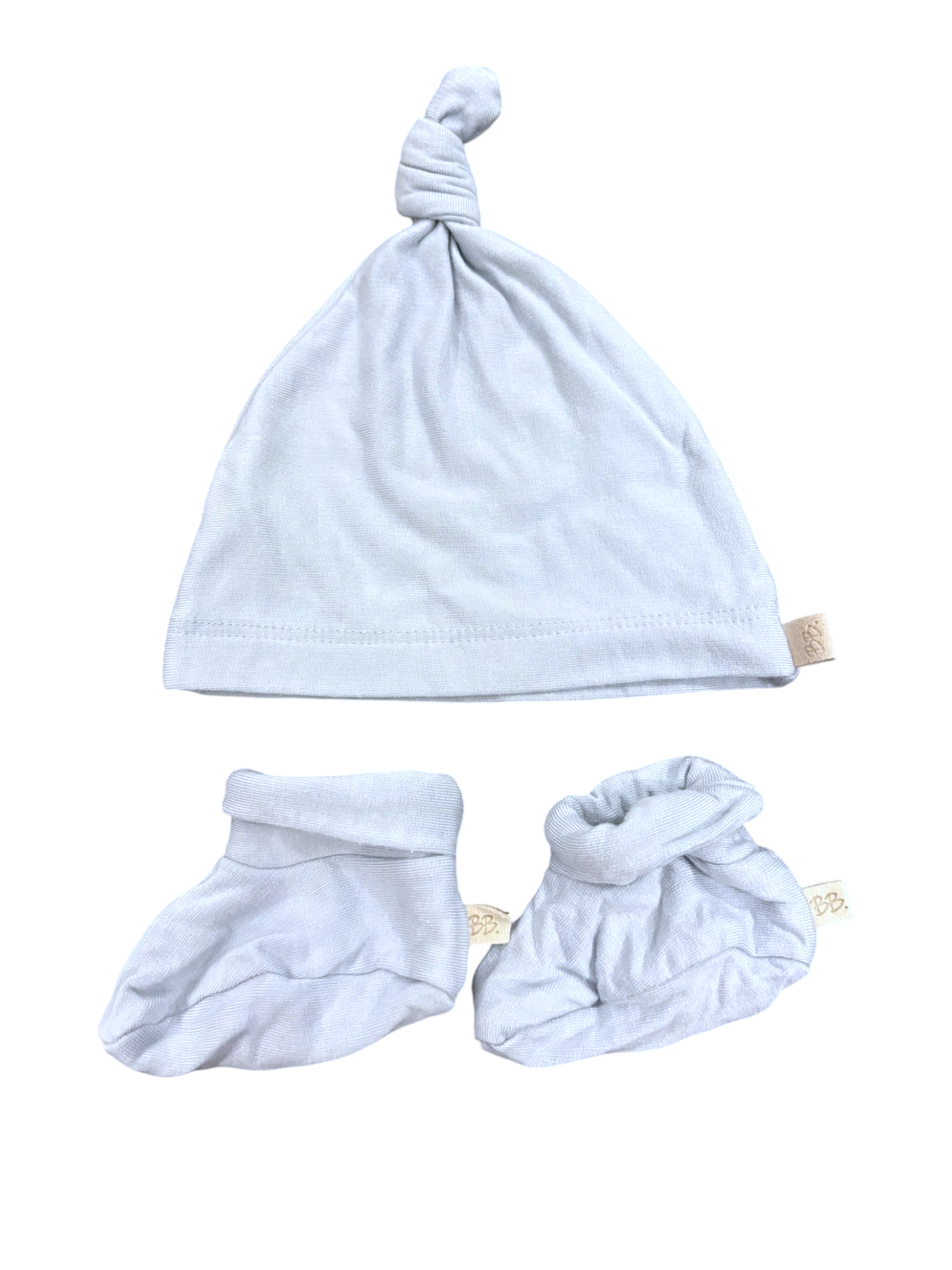 Bamboom Unisex Light Blue Knotted Cap & Booties Set, Newborn - second hand baby clothing