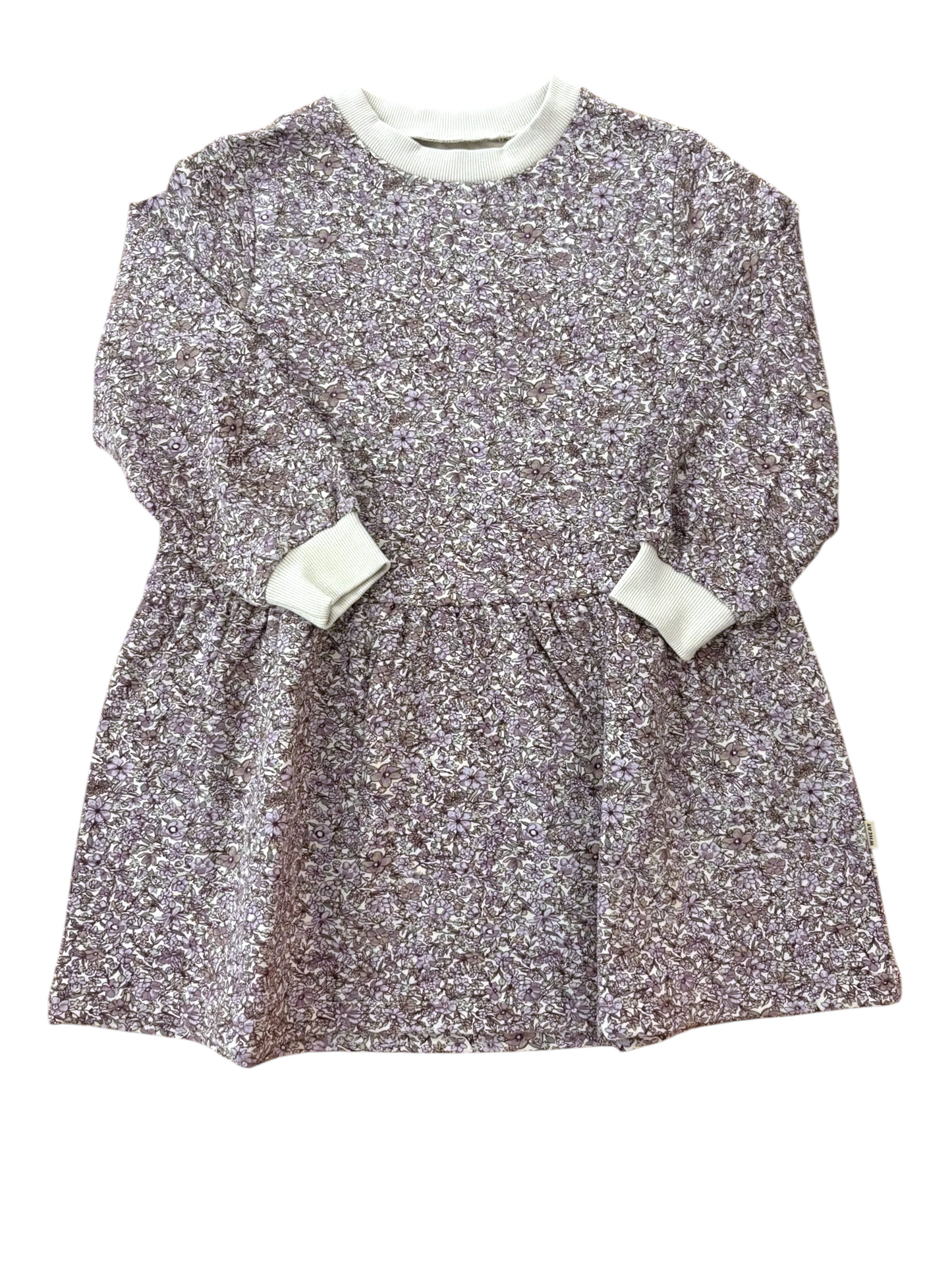 Wheat Girl Purple Floral Organic Cotton Dress, 3–4Y