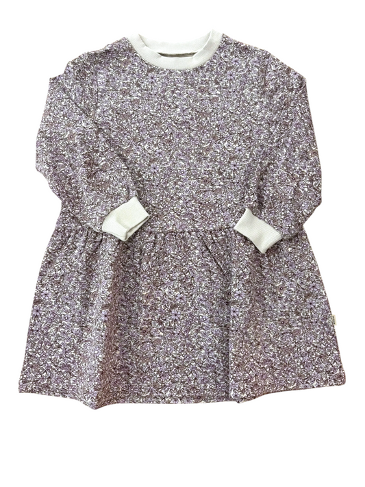 Wheat Girl Purple Floral Organic Cotton Dress, 3–4Y