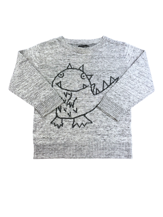Next Boy Grey Dinosaur Knit Jumper, 12-18M - second hand baby clothing