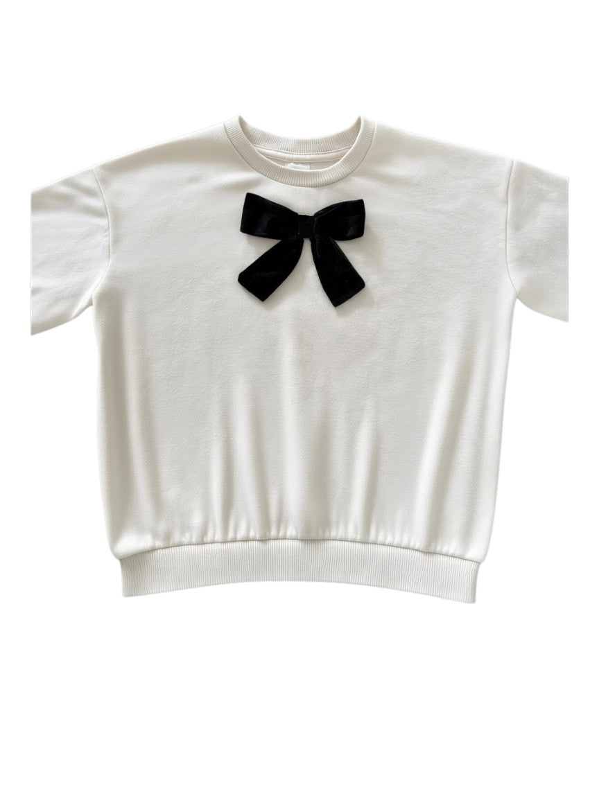 H&M Cream Velvet Bow Sweatshirt size 2-3Y / 98 - second hand baby clothing