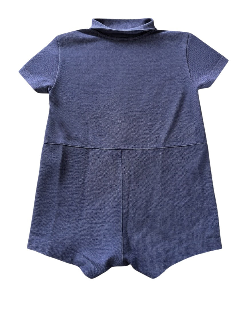 Petit Bateau Boy Navy Sailboat Cotton Piqué Polo Romper, 24M / 86 - second hand baby clothing