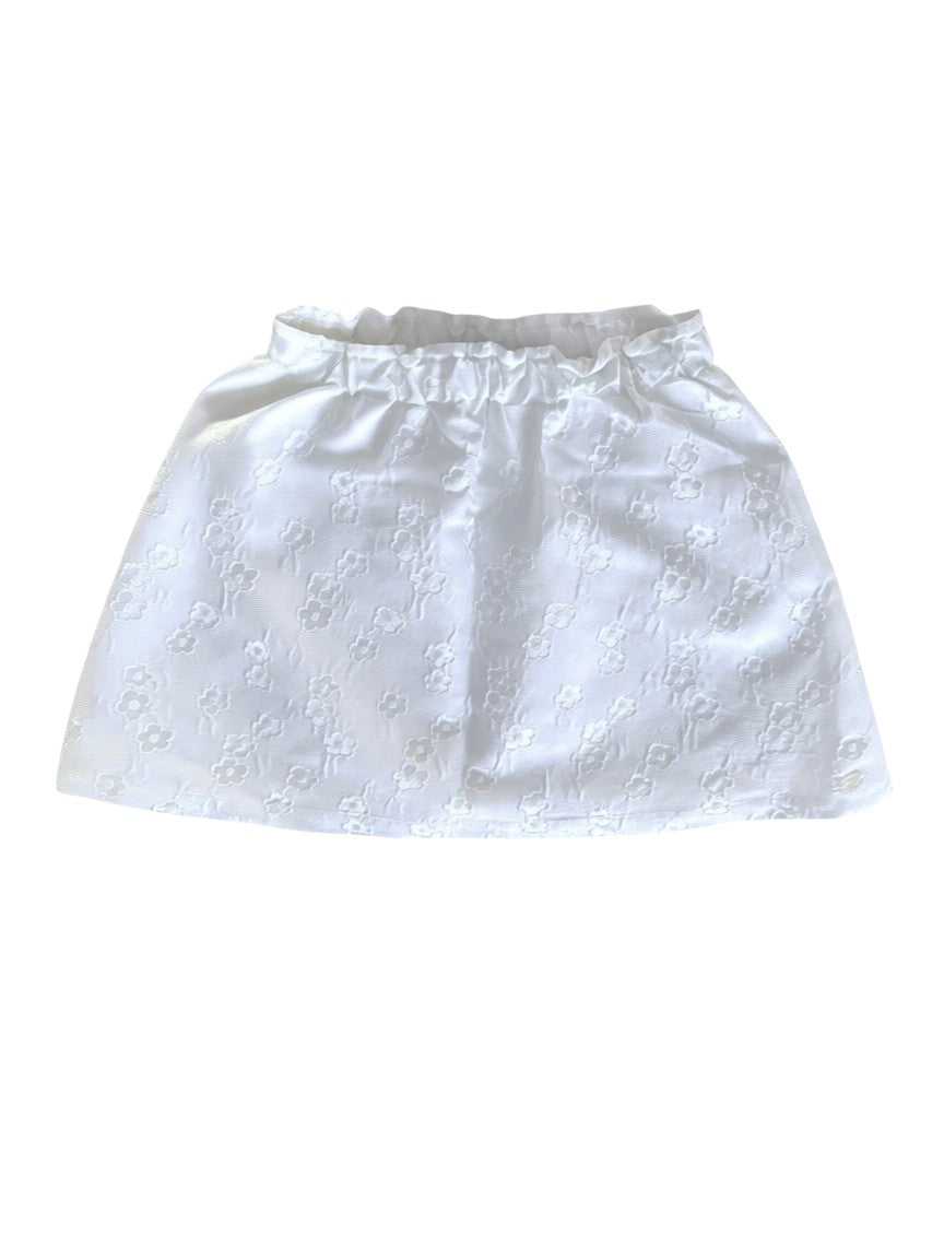 River Woods Girls White Embroidered Floral Cotton Skirt, 4Y / 104 - second hand baby clothing