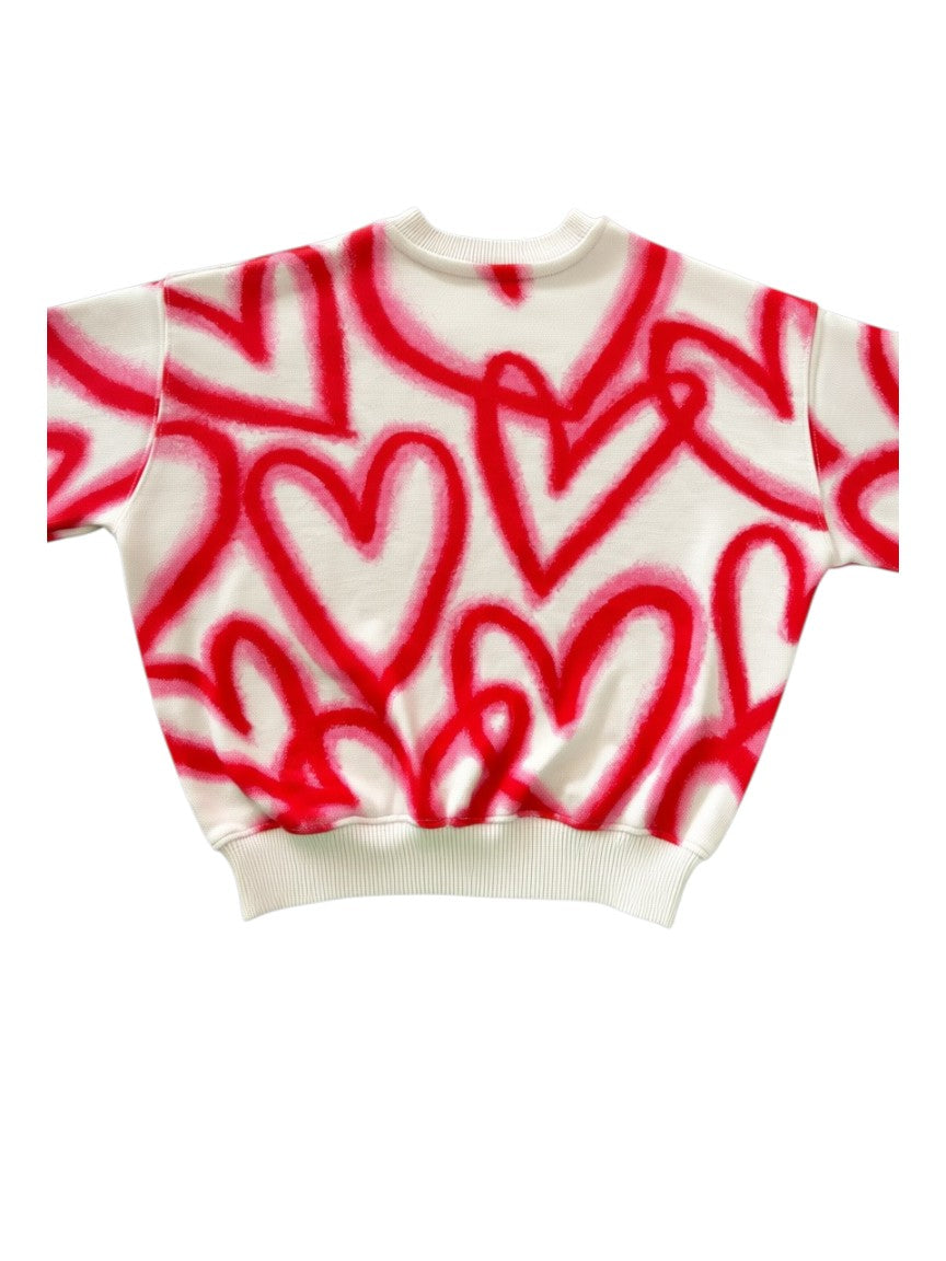 Zara Pink Heart Print Sweatshirt size 3Y / 98 - second hand baby clothing