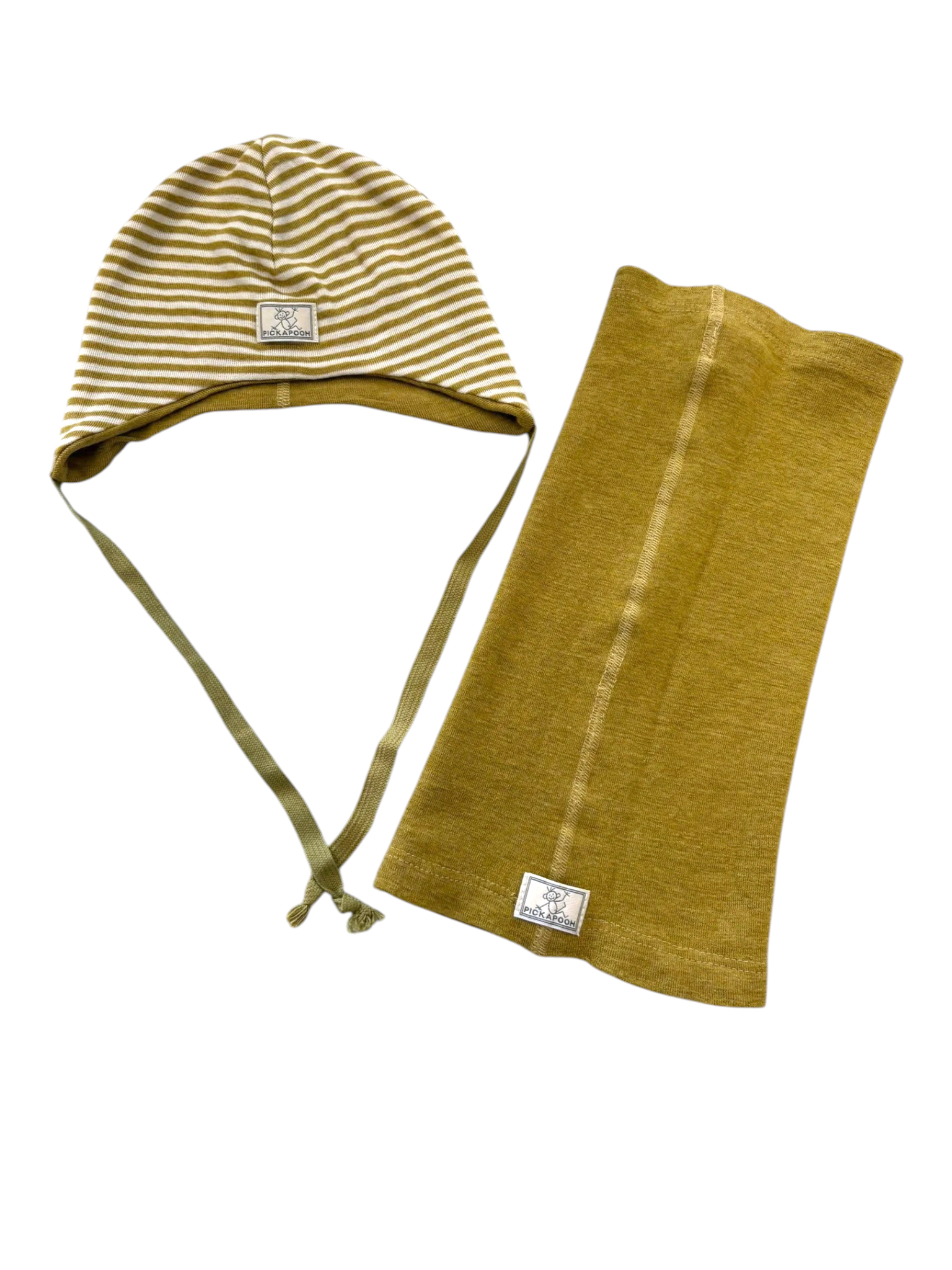 Pickapooh Unisex Mustard Striped Hat & Snood Set, 48
