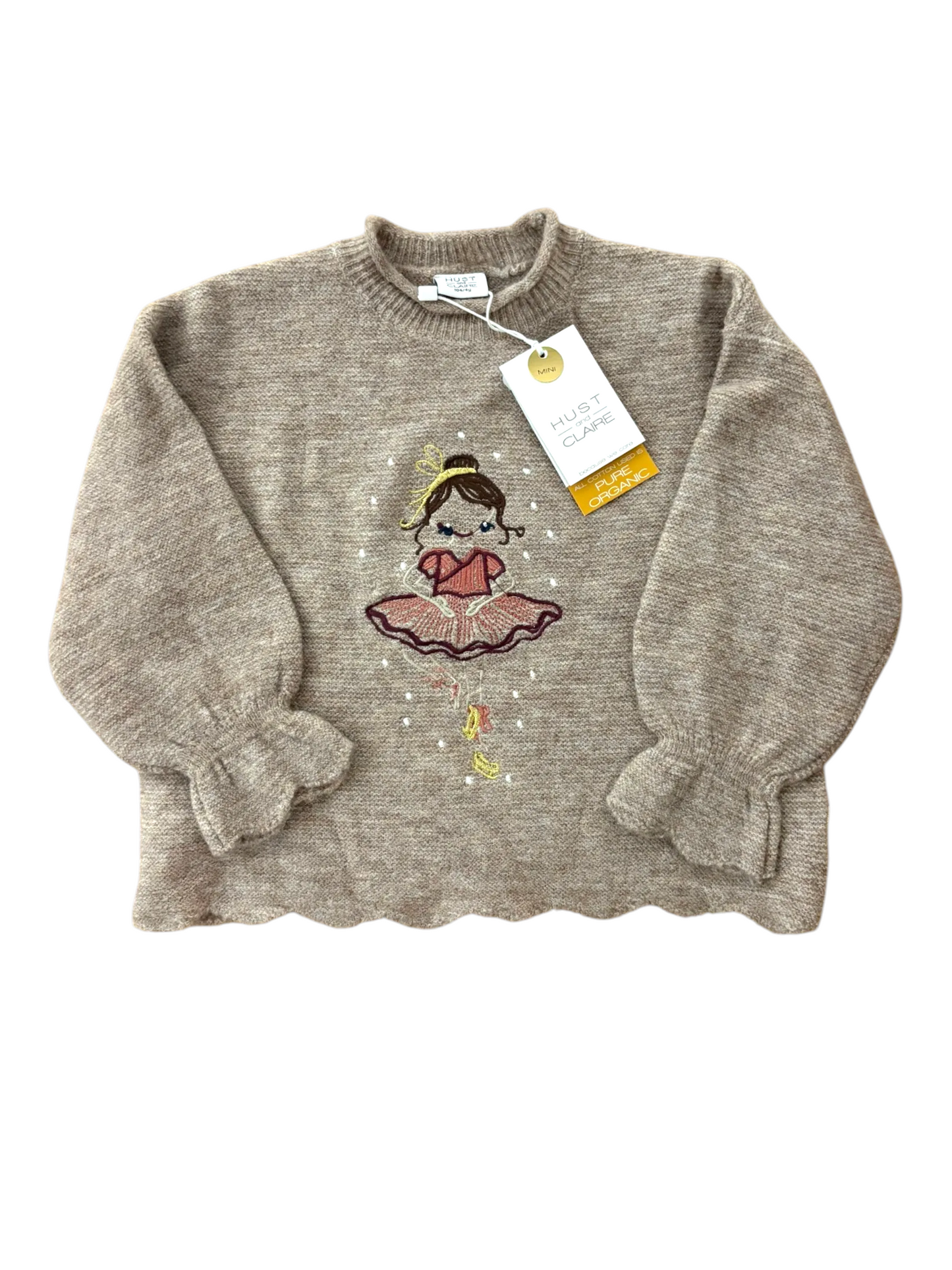 Hust and Claire Girl Light Brown Ballerina Knitted Jumper, 4Y, 7Y