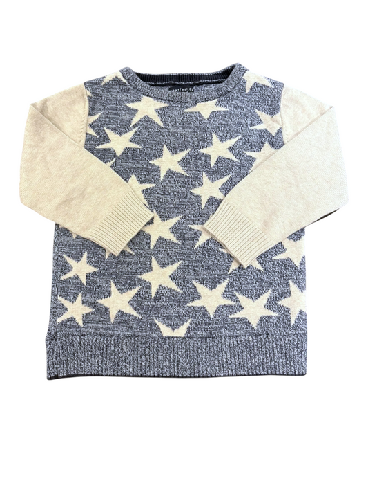Next Unisex Navy & Cream Star Knit Jumper, 12-18M - second hand baby clothing