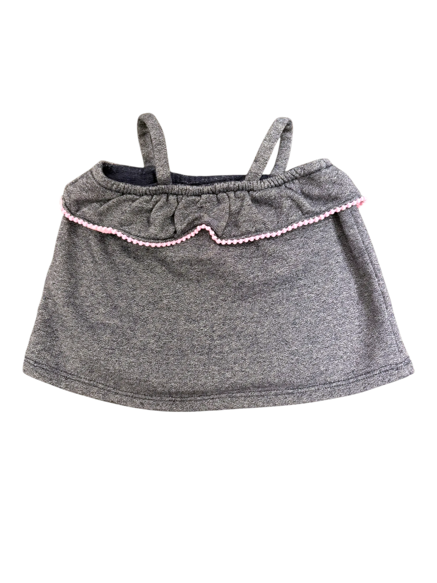 Janie and Jack Girl Grey & Pink Pom-Pom Top, 12-18M - second hand baby clothing