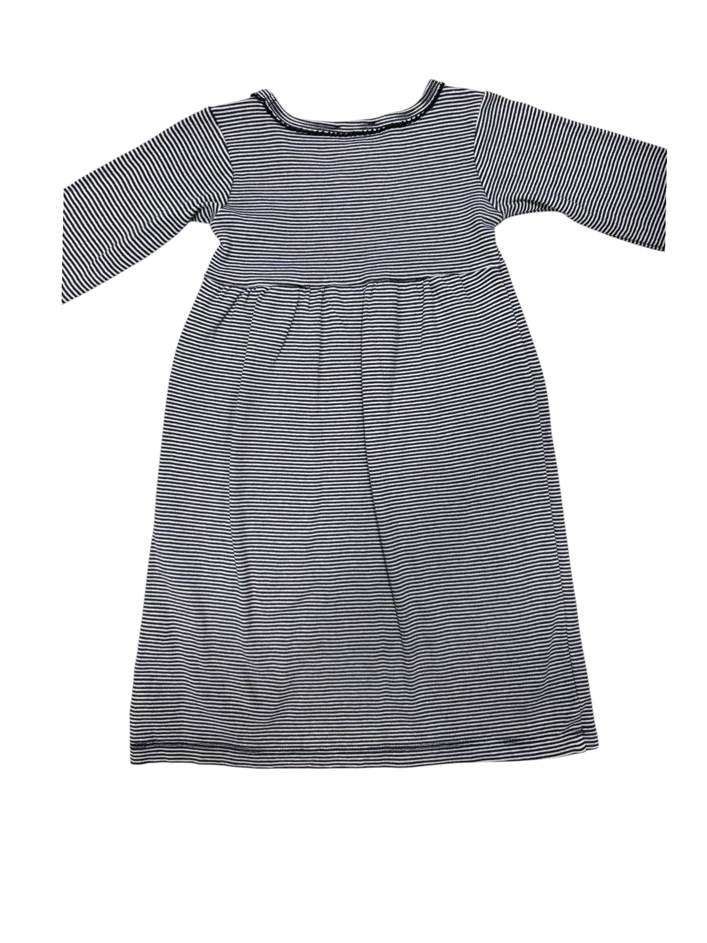 Steiff Girl Black & White Striped Cotton Jersey Dress, 2Y / 92 - second hand baby clothing