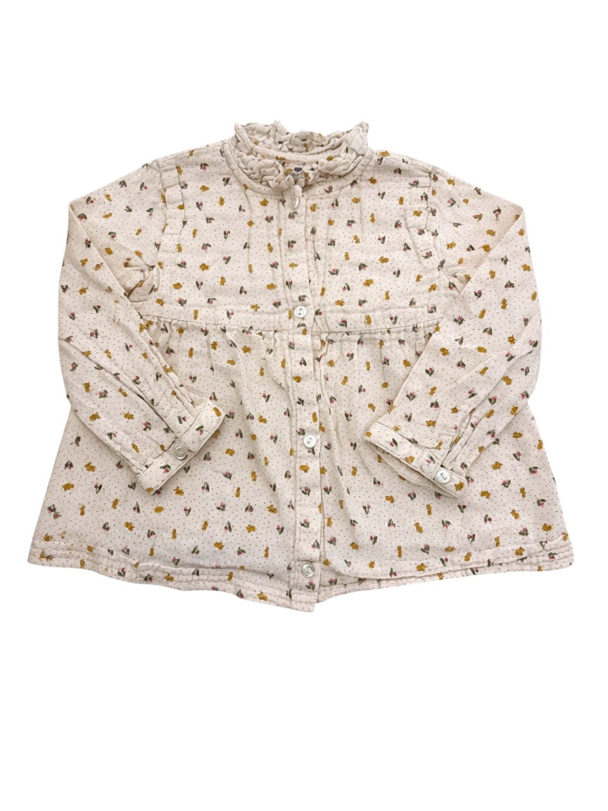 Sergent Major Girl Cream Bunny Floral Muslin Blouse & Trousers Set, 18M / 81 - second hand baby clothing