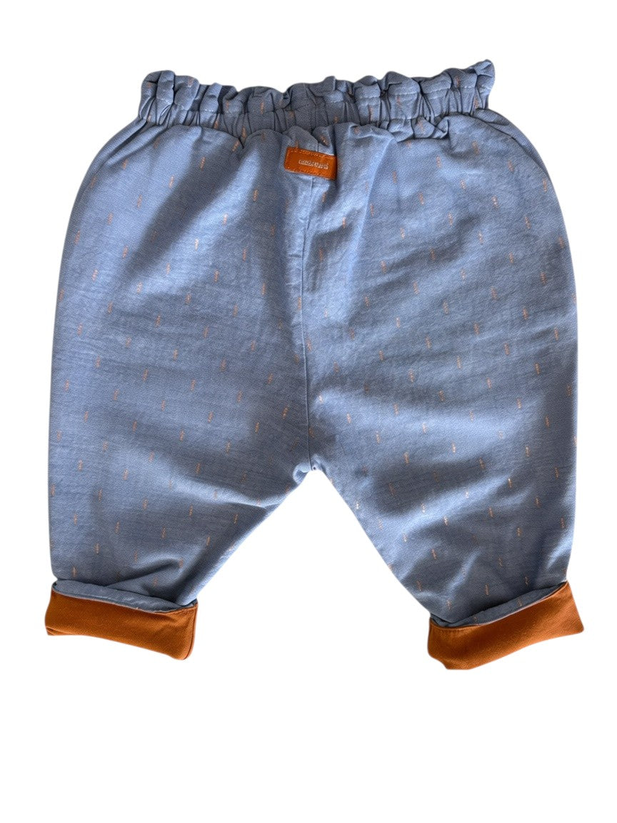 Catimini Blue Chambray Pull-On Pants (9M / 71) - second hand baby clothing