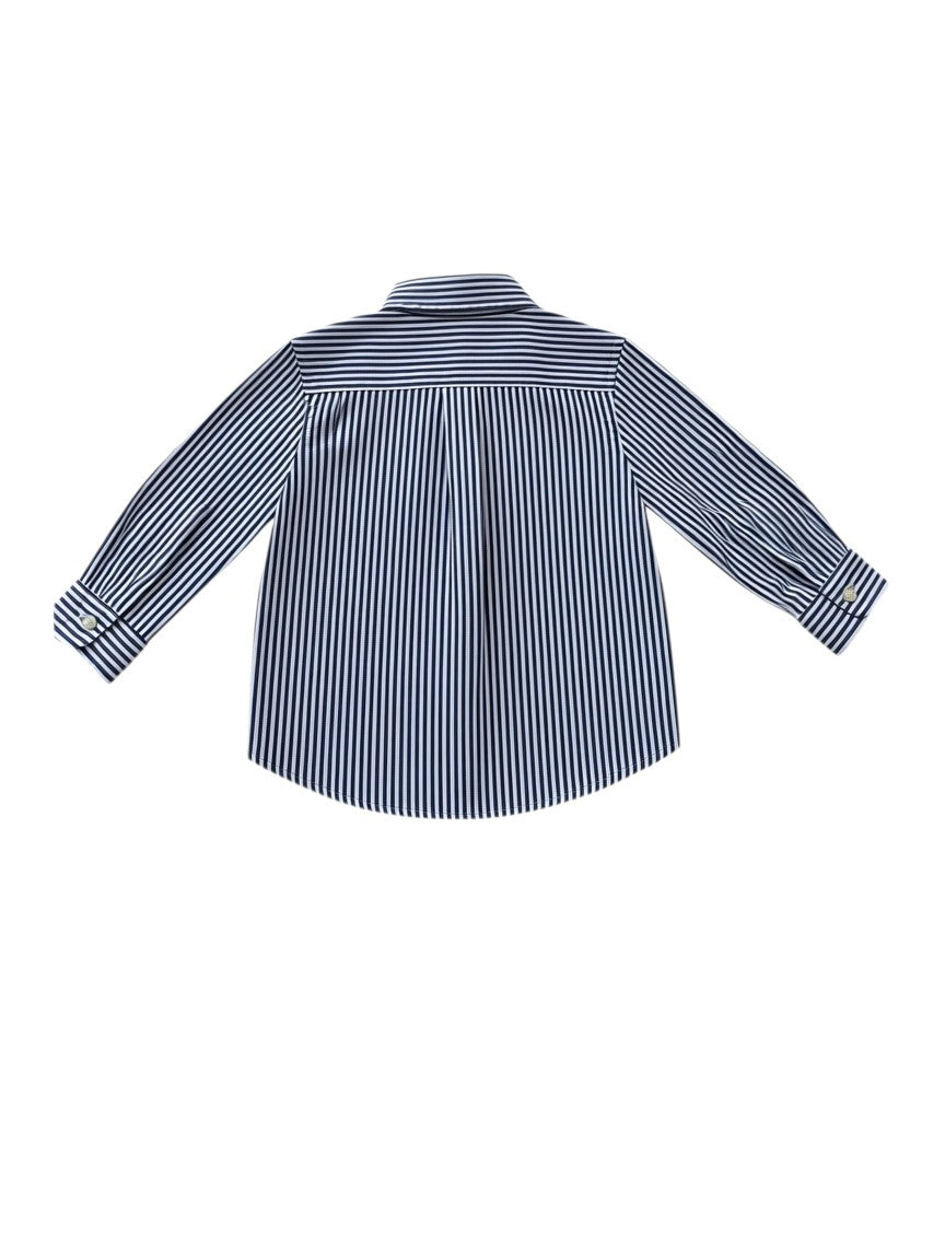 Ralph Lauren Boy Navy & White Striped Shirt, 12M - second hand baby clothing